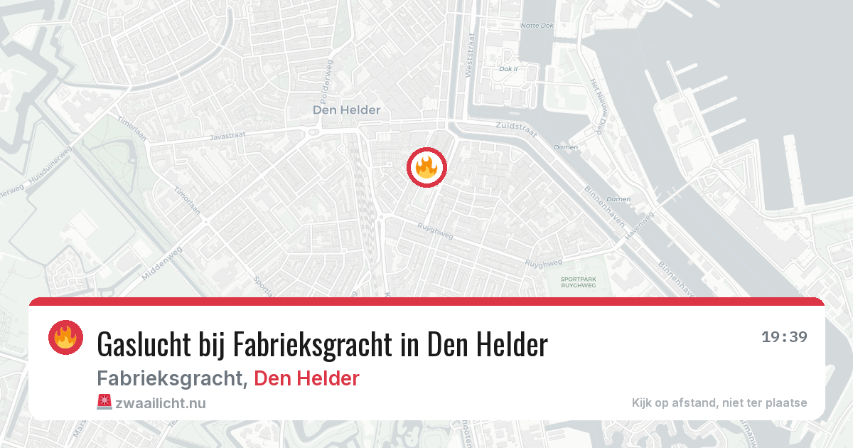 Gaslucht bij Fabrieksgracht in Den Helder — 21 jul 2026