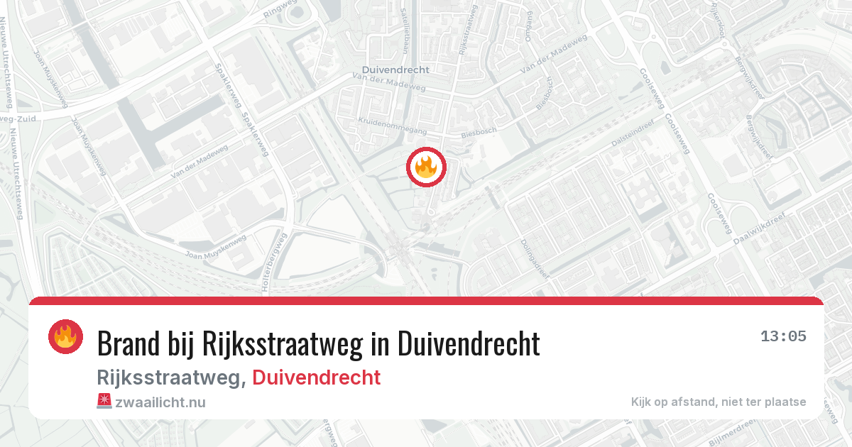 Brand bij Rijksstraatweg in Duivendrecht — 5 jun 2026