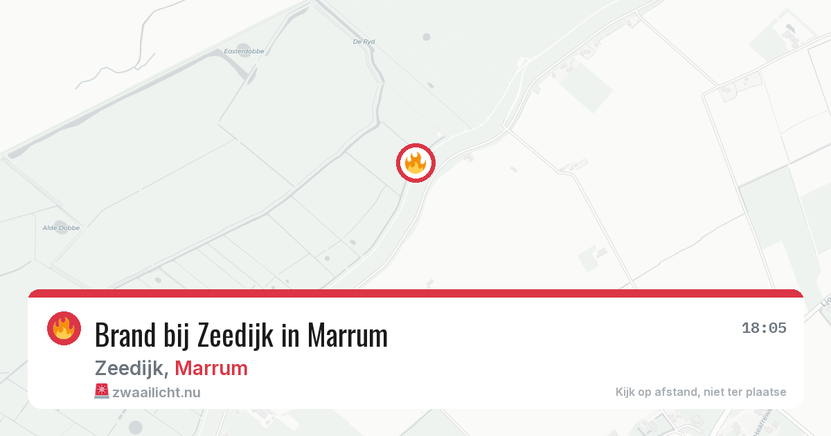 Brand bij Zeedijk in Marrum — 18 mrt 2026