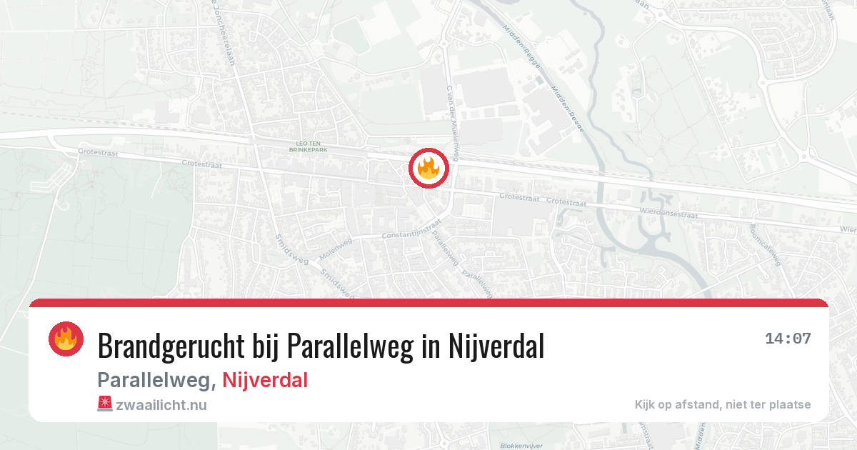 Brandgerucht bij Parallelweg in Nijverdal — 20 mei 2026