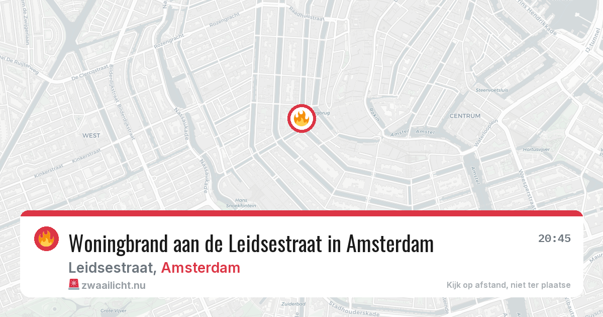 Woningbrand aan de Leidsestraat in Amsterdam — 10 jul 2026