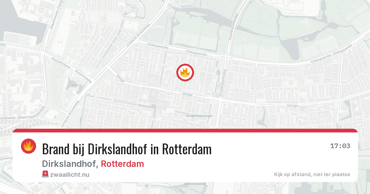 Brand bij Dirkslandhof in Rotterdam — 17 jul 2026