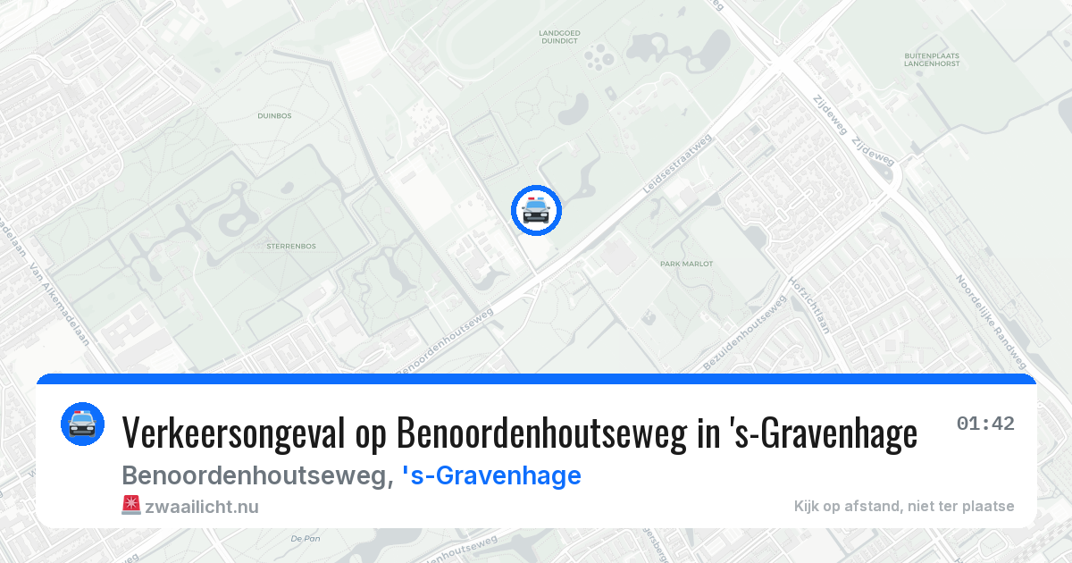 Verkeersongeval op Benoordenhoutseweg in 's-Gravenhage — 20 jul 2026