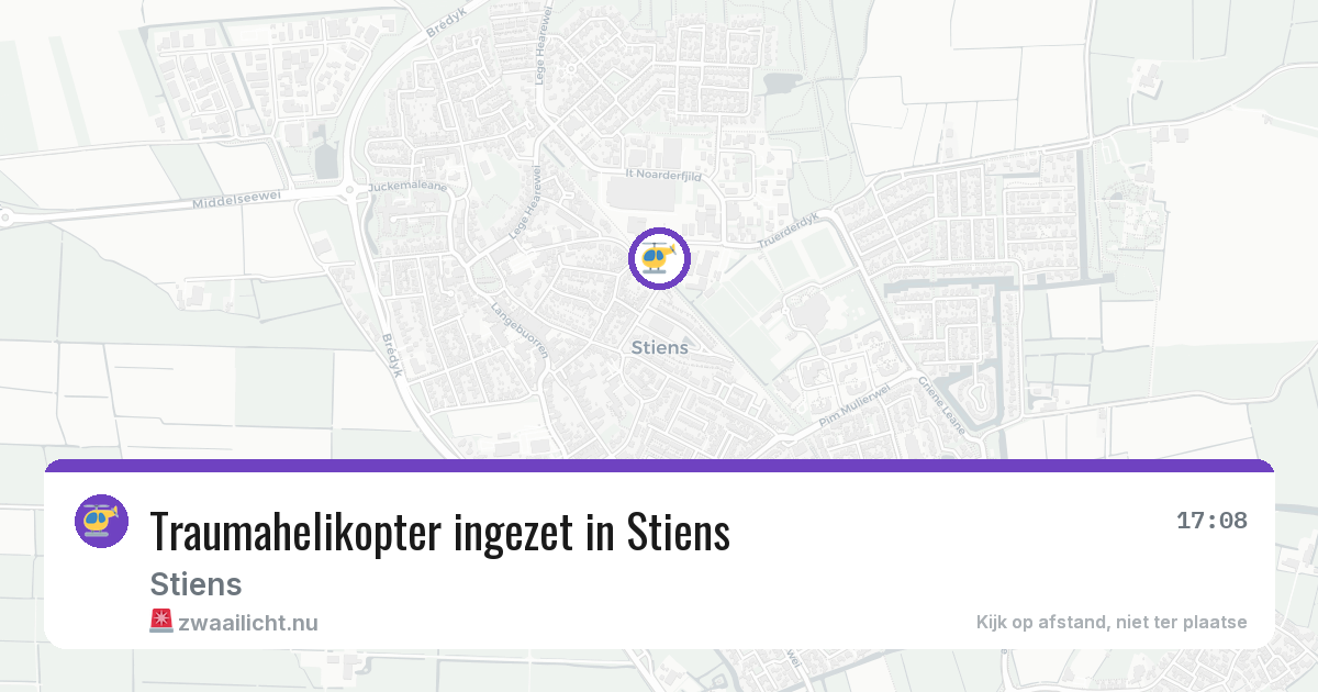 Traumahelikopter ingezet in Stiens — 3 jun 2026 | 🚨 Zwaailicht.nu