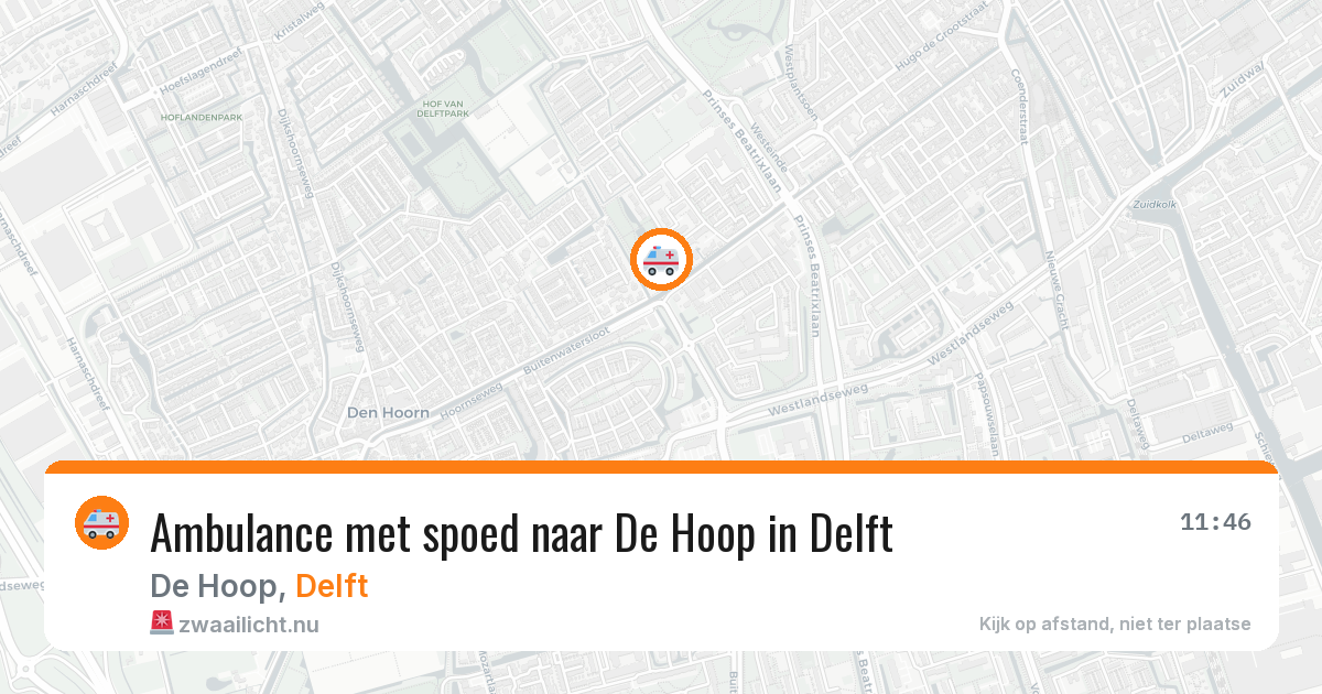Ambulance met spoed naar De Hoop in Delft — 14 mei 2026