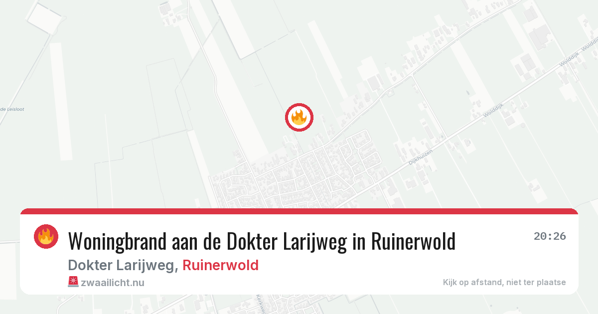 Woningbrand aan de Dokter Larijweg in Ruinerwold — 19 jul 2026