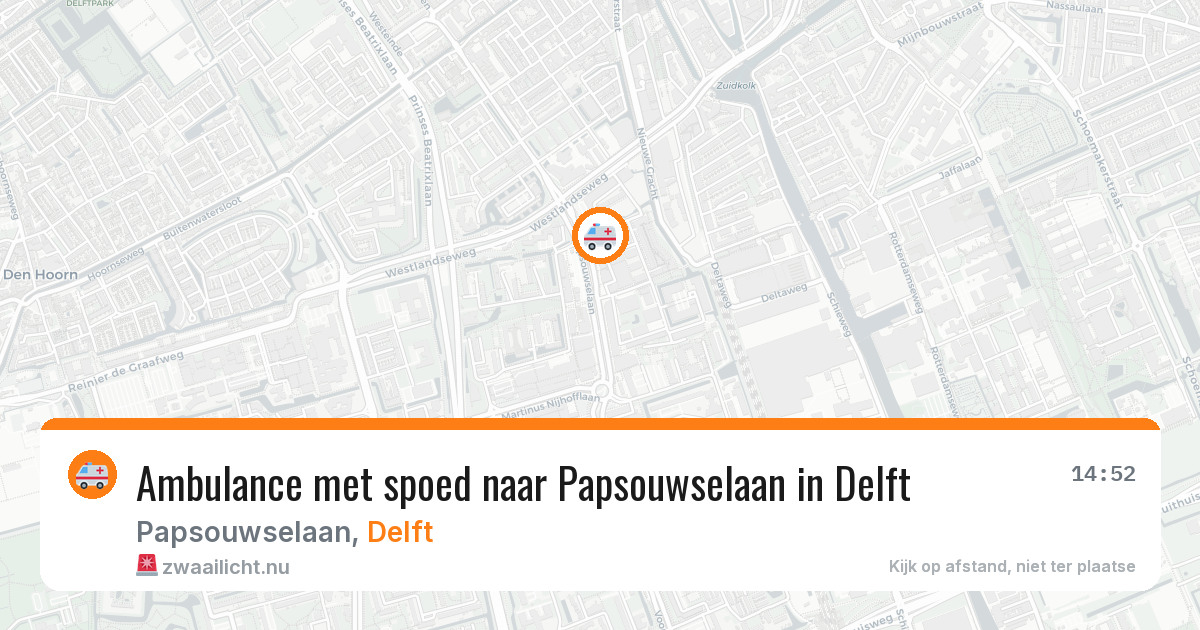 Ambulance met spoed naar Papsouwselaan in Delft — 22 jul 2026
