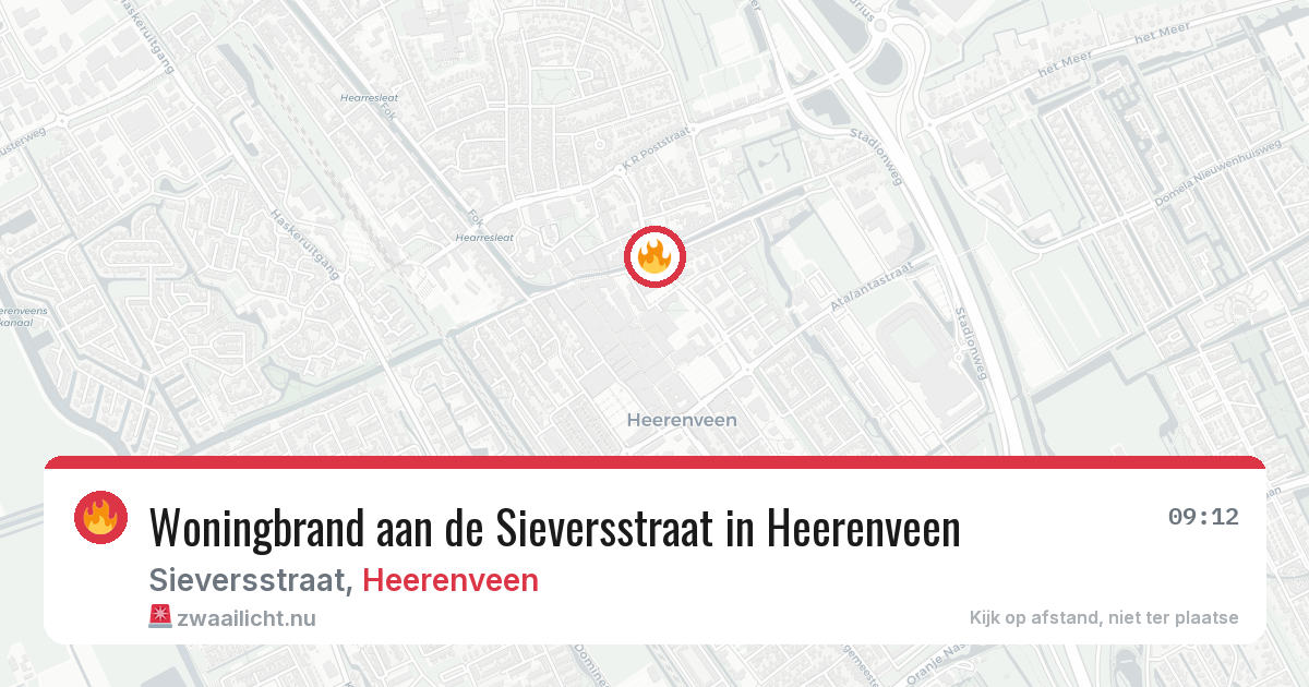 Woningbrand aan de Sieversstraat in Heerenveen — 20 jul 2026