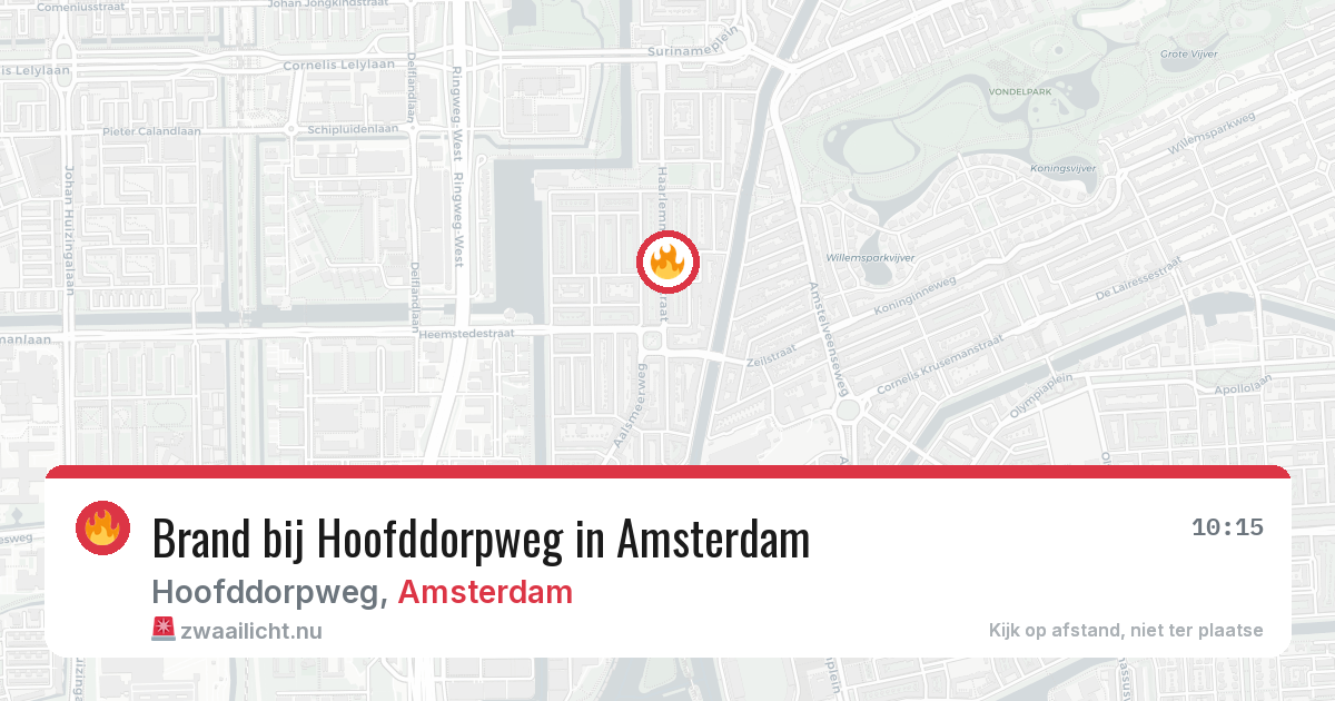 Brand bij Hoofddorpweg in Amsterdam — 13 jul 2026