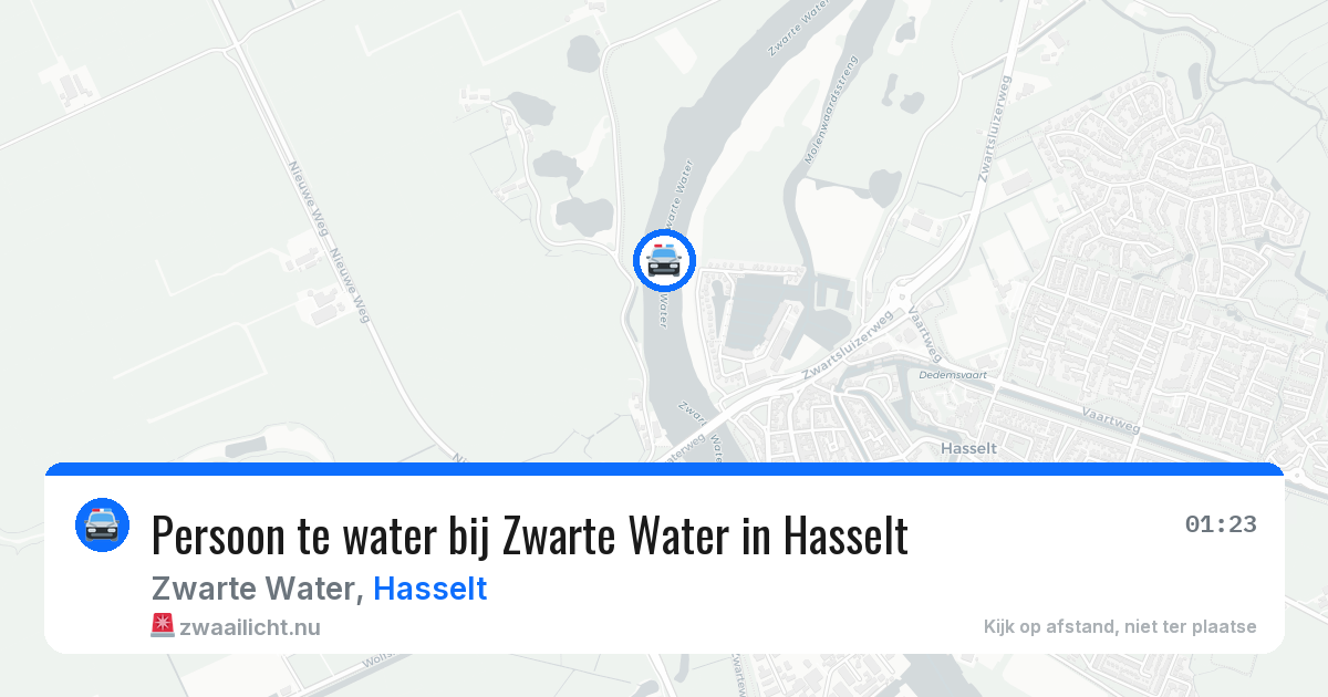 Persoon te water bij Zwarte Water in Hasselt — 14 mei 2026