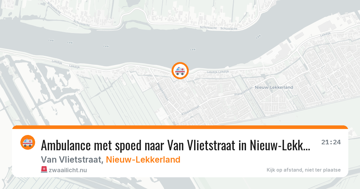 Ambulance met spoed naar Van Vlietstraat in Nieuw-Lekkerland — 19 mrt 2026