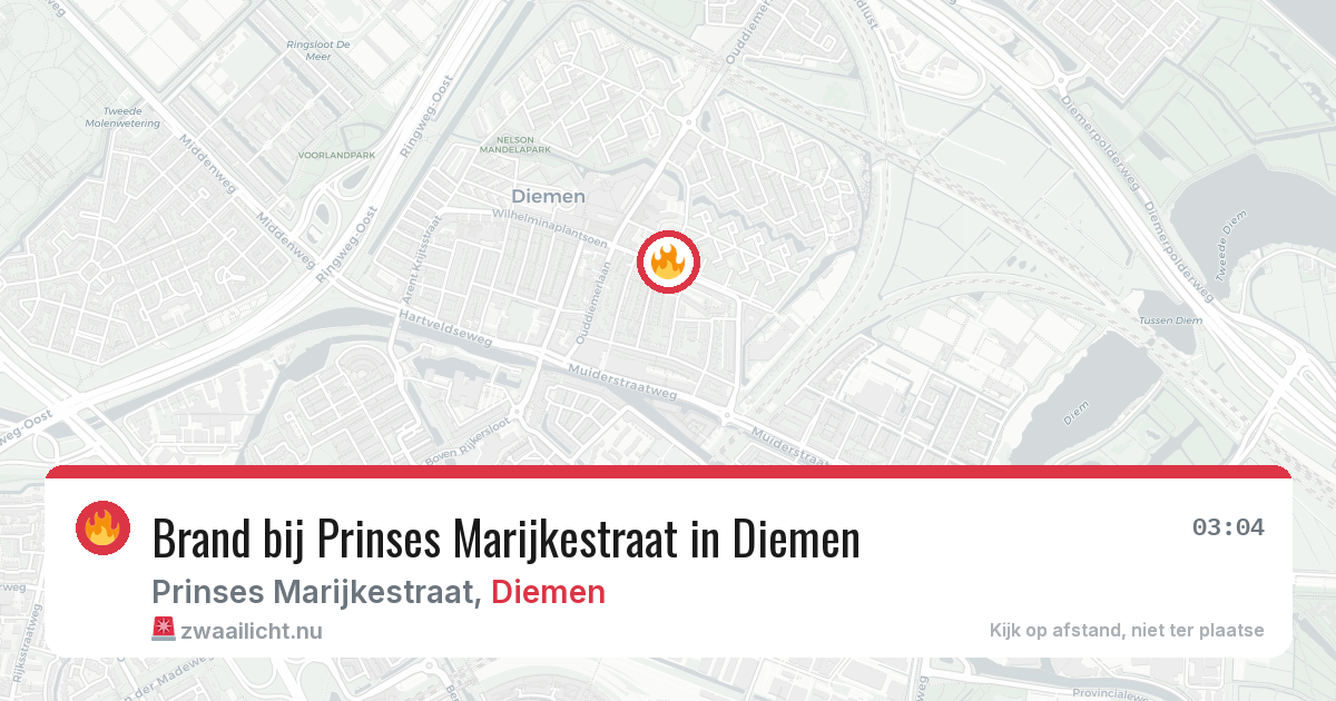 Brand bij Prinses Marijkestraat in Diemen — 20 jul 2026