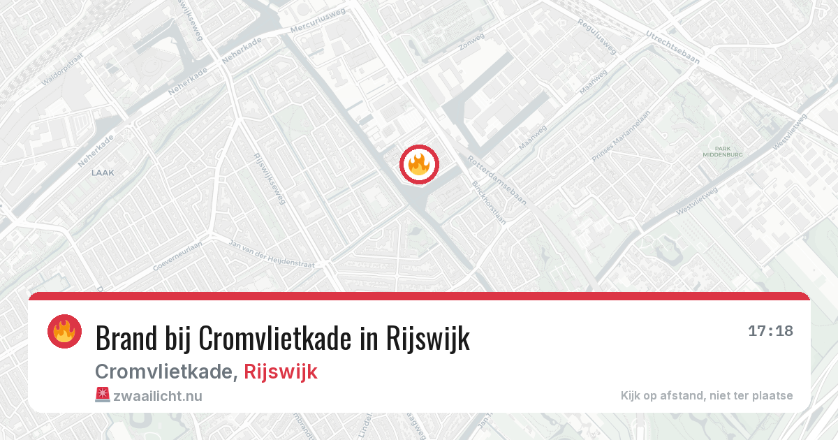Brand bij Cromvlietkade in Rijswijk — 6 mrt 2026