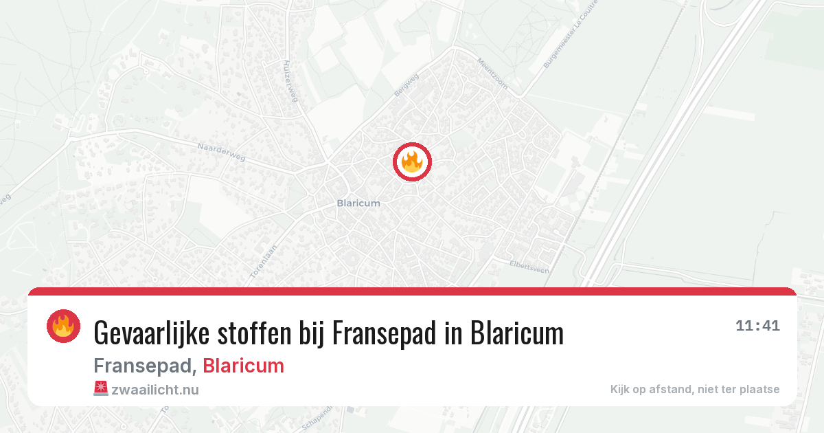 Gevaarlijke stoffen bij Fransepad in Blaricum — 13 mei 2026