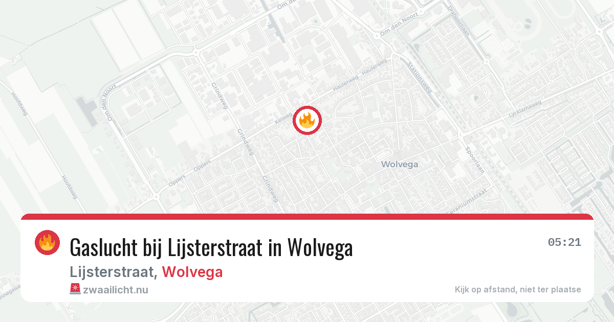 Gaslucht bij Lijsterstraat in Wolvega — 1 jun 2026