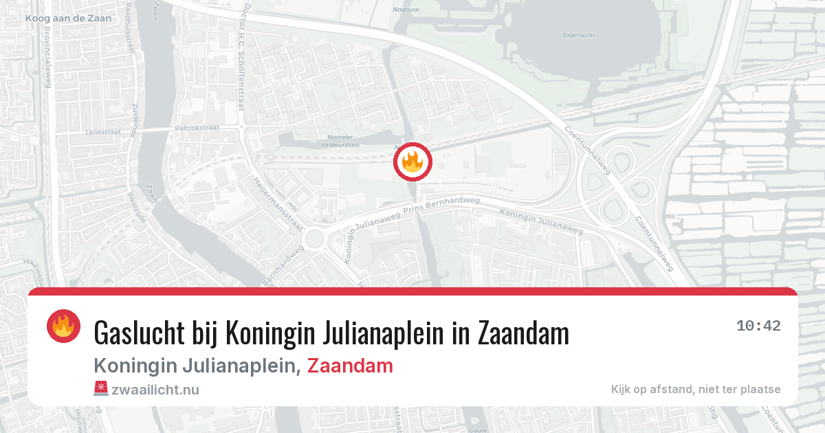 Gaslucht bij Koningin Julianaplein in Zaandam — 22 jul 2026