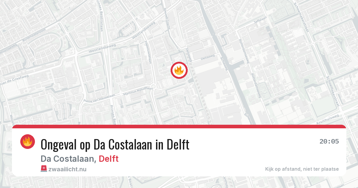 Ongeval op Da Costalaan in Delft — 26 jul 2026