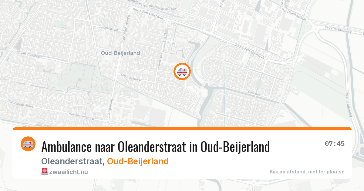 Ambulance naar Oleanderstraat in Oud-Beijerland — 23 jul 2026