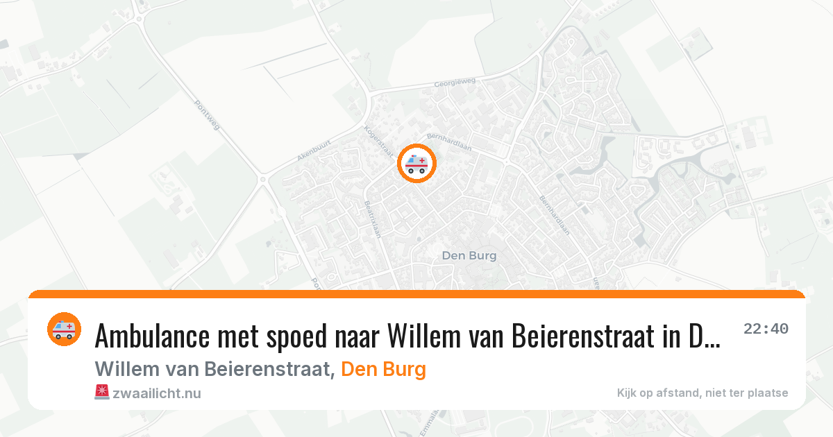 Ambulance met spoed naar Willem van Beierenstraat in Den Burg — 29 mei 2026