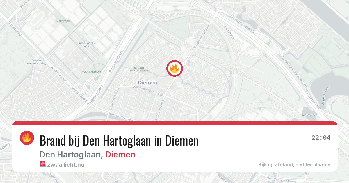 Brand bij Den Hartoglaan in Diemen — 19 jul 2026
