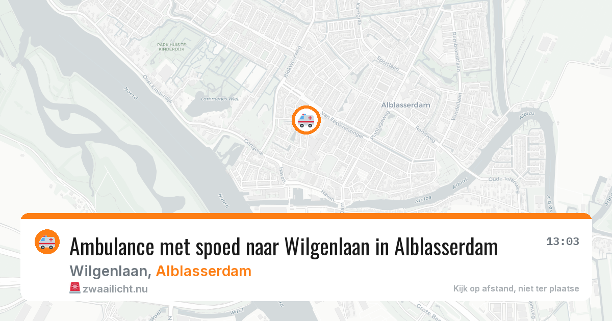 Ambulance met spoed naar Wilgenlaan in Alblasserdam — 20 jul 2026
