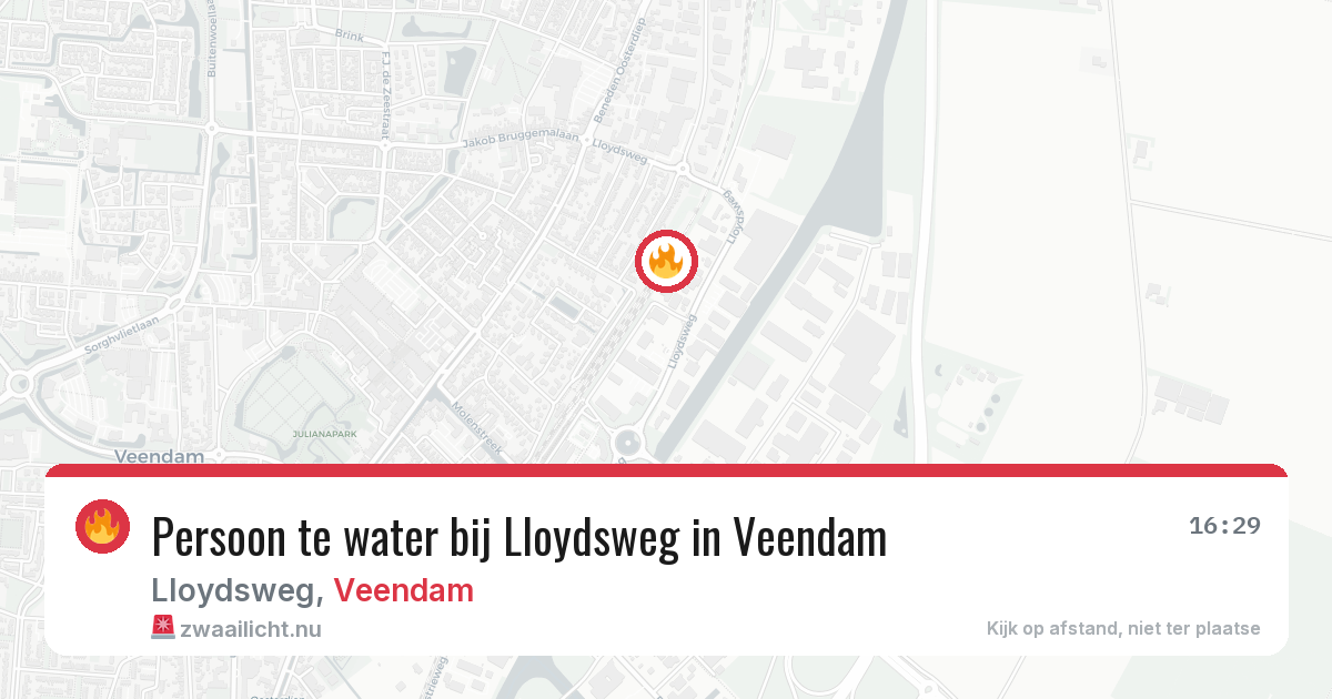 Persoon te water bij Lloydsweg in Veendam — 6 mei 2026