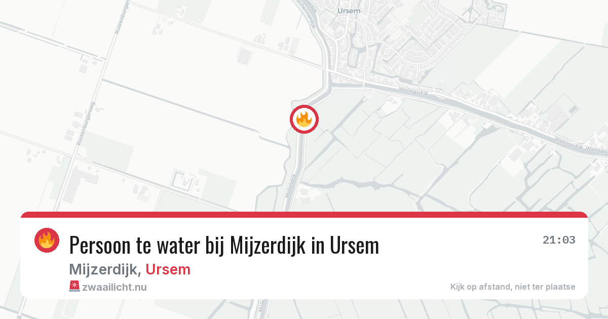 Persoon te water bij Mijzerdijk in Ursem — 4 jul 2026