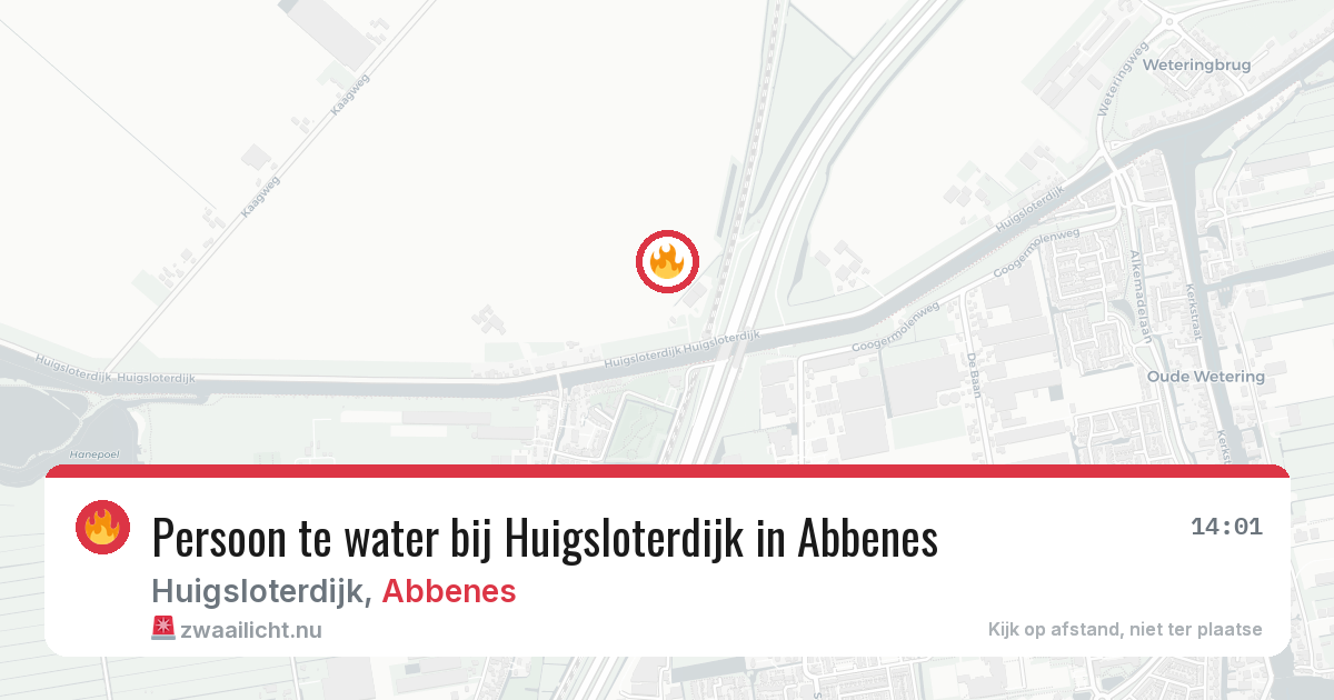 Persoon te water bij Huigsloterdijk in Abbenes — 4 mrt 2026
