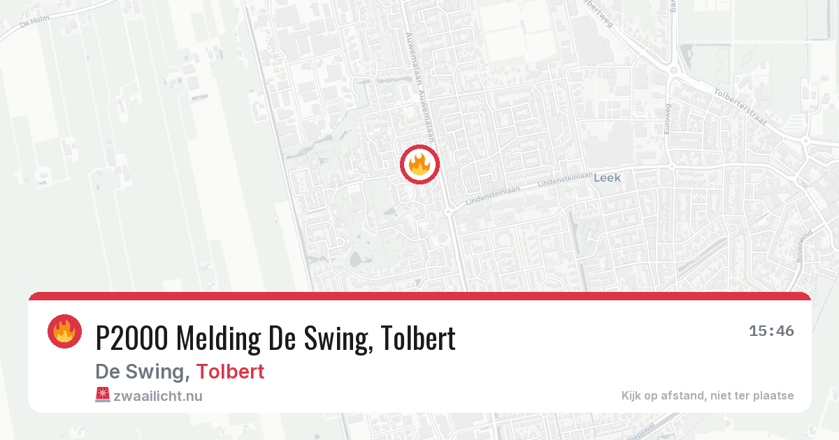 P2000 Melding De Swing, Tolbert — 1 feb 2026