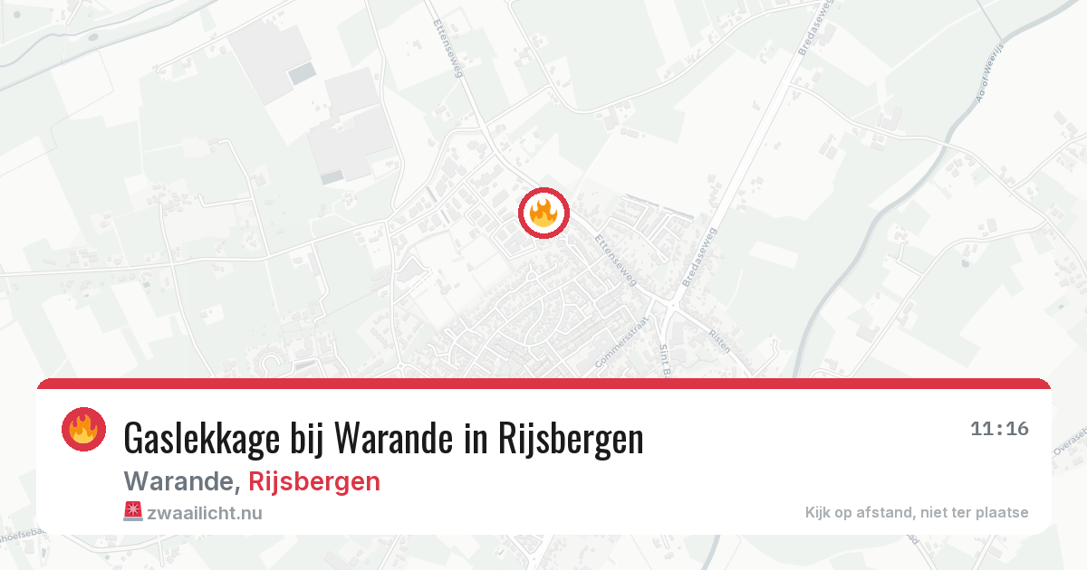 Gaslekkage bij Warande in Rijsbergen — 18 mrt 2026