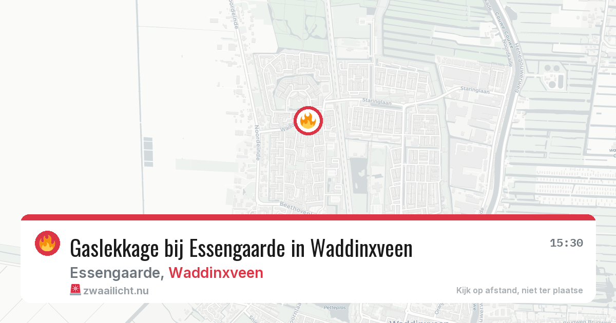 Gaslekkage bij Essengaarde in Waddinxveen — 16 mei 2026