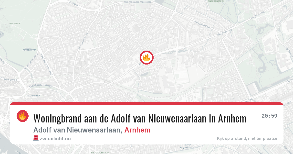 Woningbrand aan de Adolf van Nieuwenaarlaan in Arnhem — 24 jul 2026
