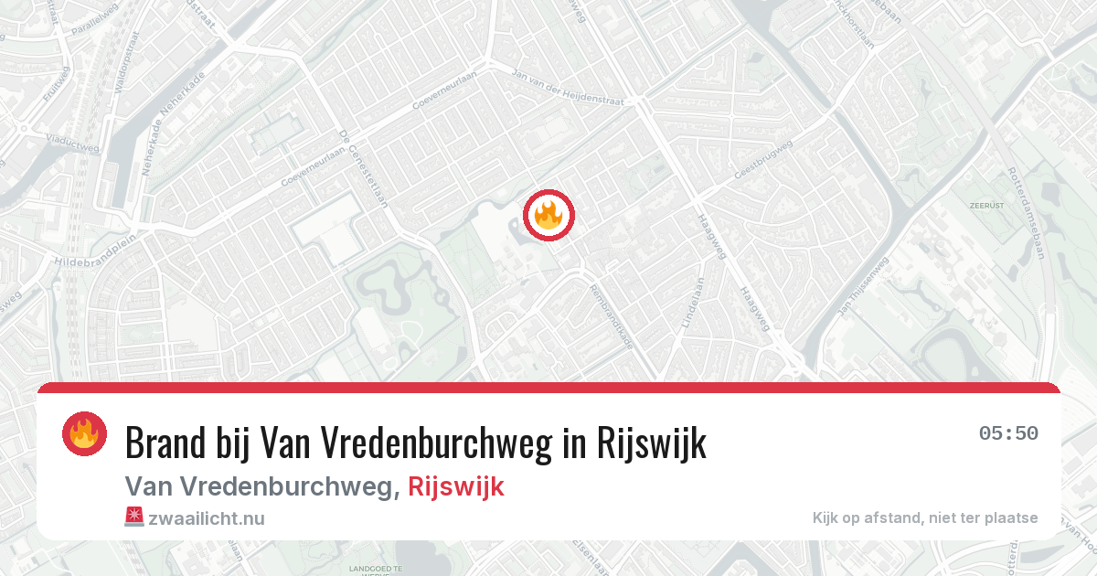 Brand bij Van Vredenburchweg in Rijswijk — 21 jul 2026