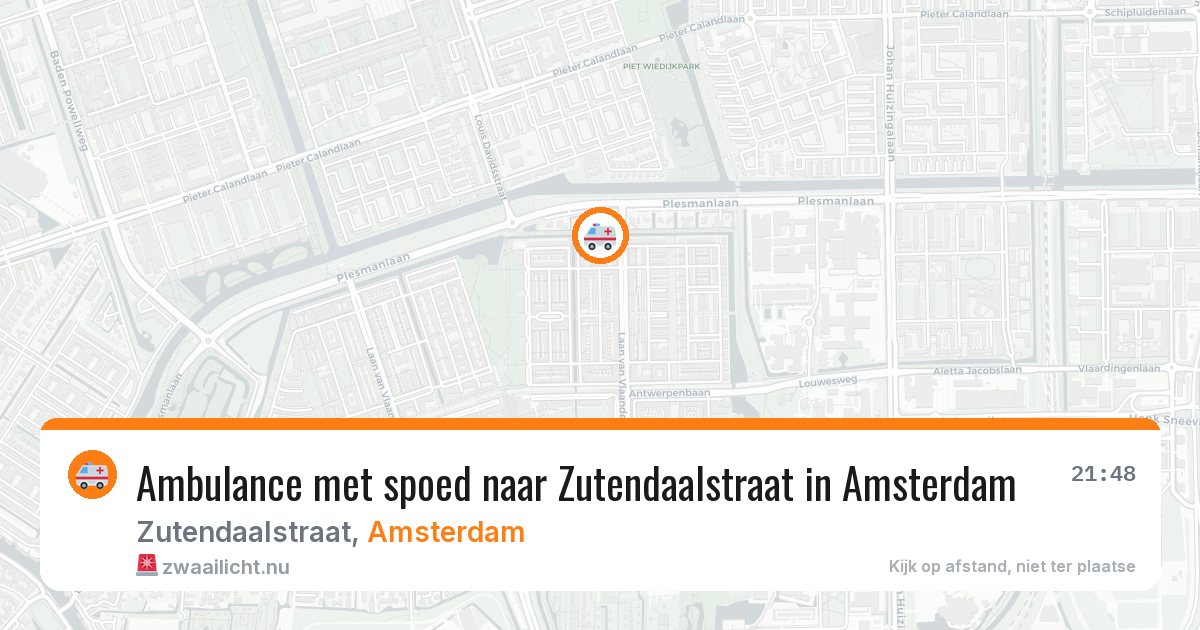 Ambulance met spoed naar Zutendaalstraat in Amsterdam — 26 mrt 2026