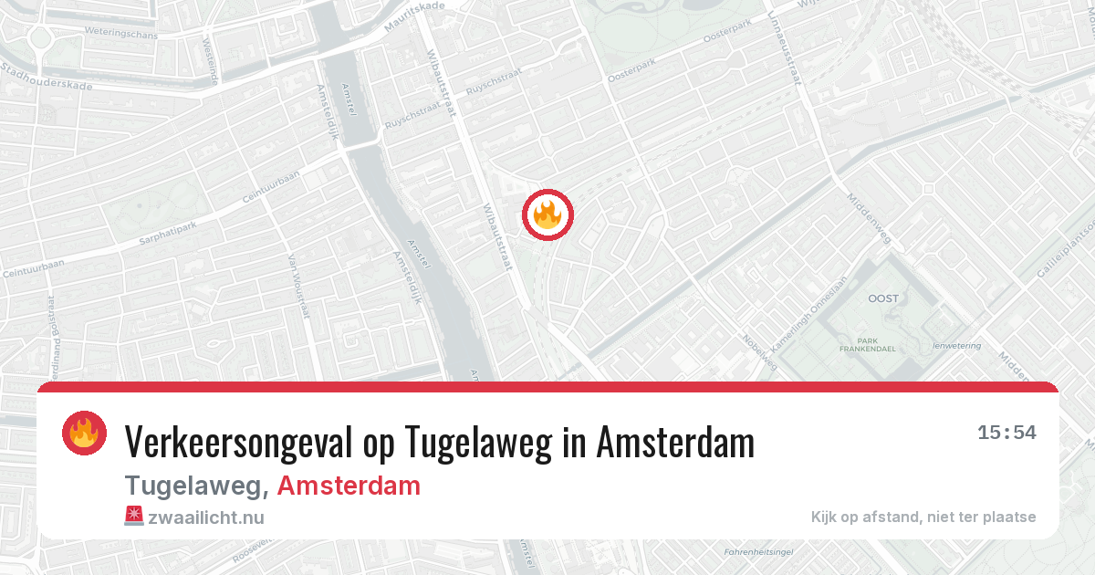 Verkeersongeval op Tugelaweg in Amsterdam — 22 mrt 2026