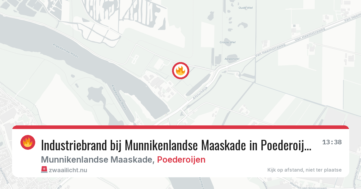 Industriebrand bij Munnikenlandse Maaskade in Poederoijen — 17 apr 2026