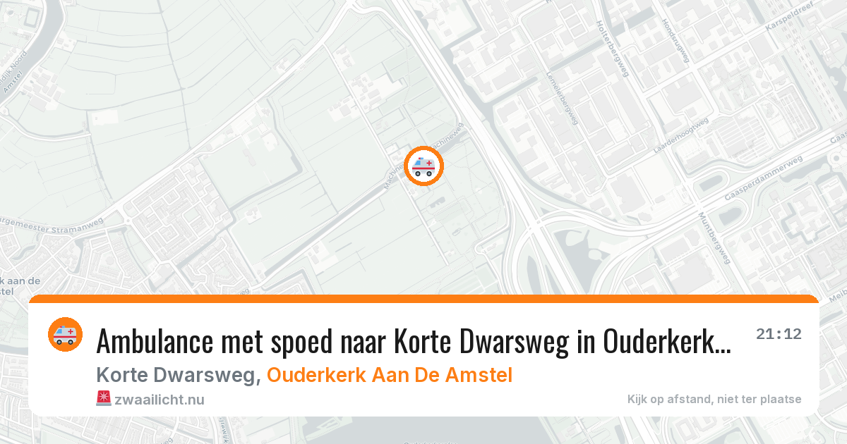 Ambulance met spoed naar Korte Dwarsweg in Ouderkerk Aan De Amstel — 24 mei 2026