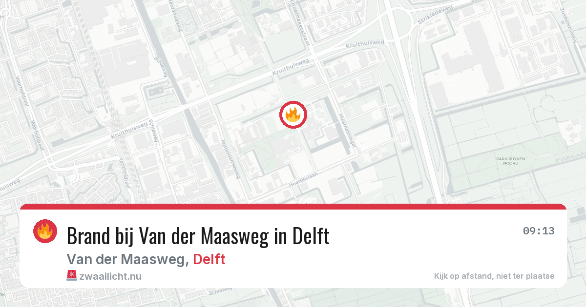 Brand bij Van der Maasweg in Delft — 27 jul 2026