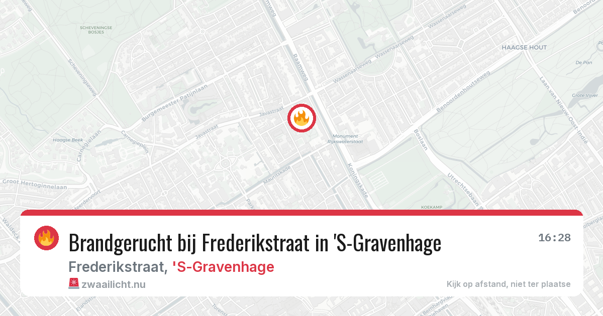 Brandgerucht bij Frederikstraat in 'S-Gravenhage — 14 jul 2026