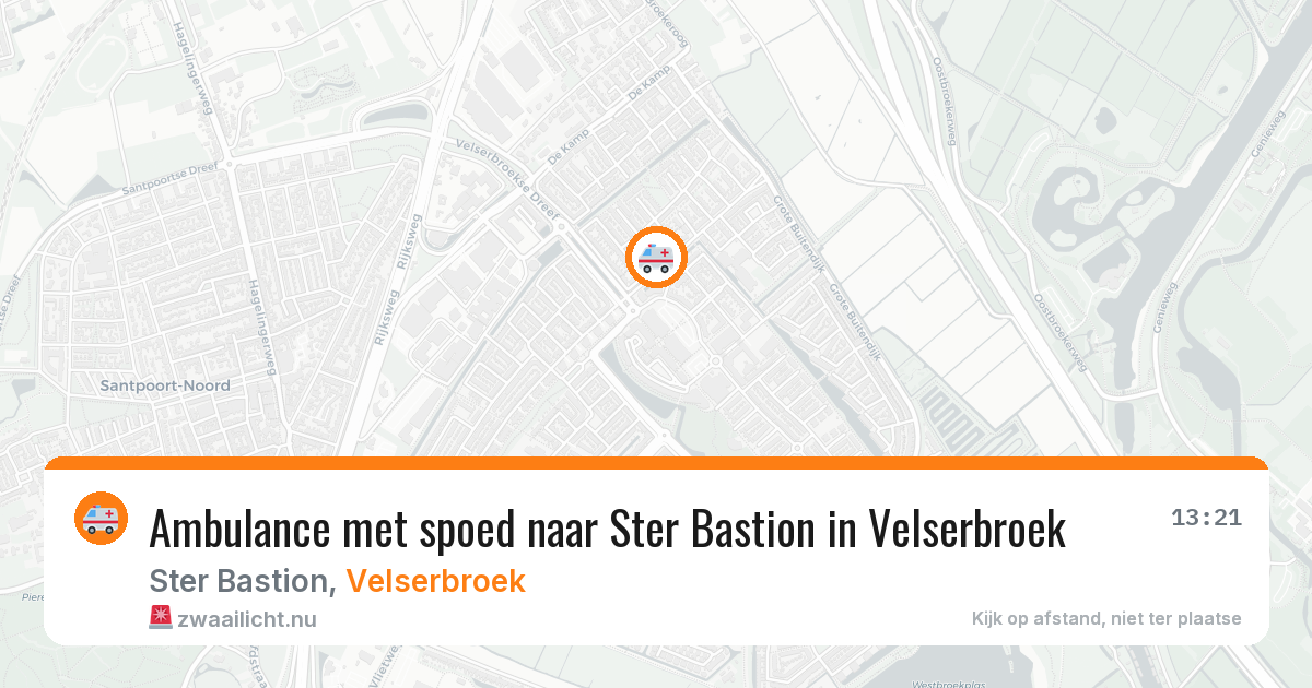 Ambulance met spoed naar Ster Bastion in Velserbroek — 22 jul 2026