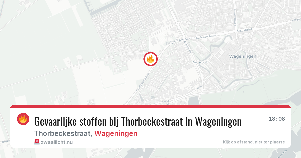 Gevaarlijke stoffen bij Thorbeckestraat in Wageningen — 22 jul 2026