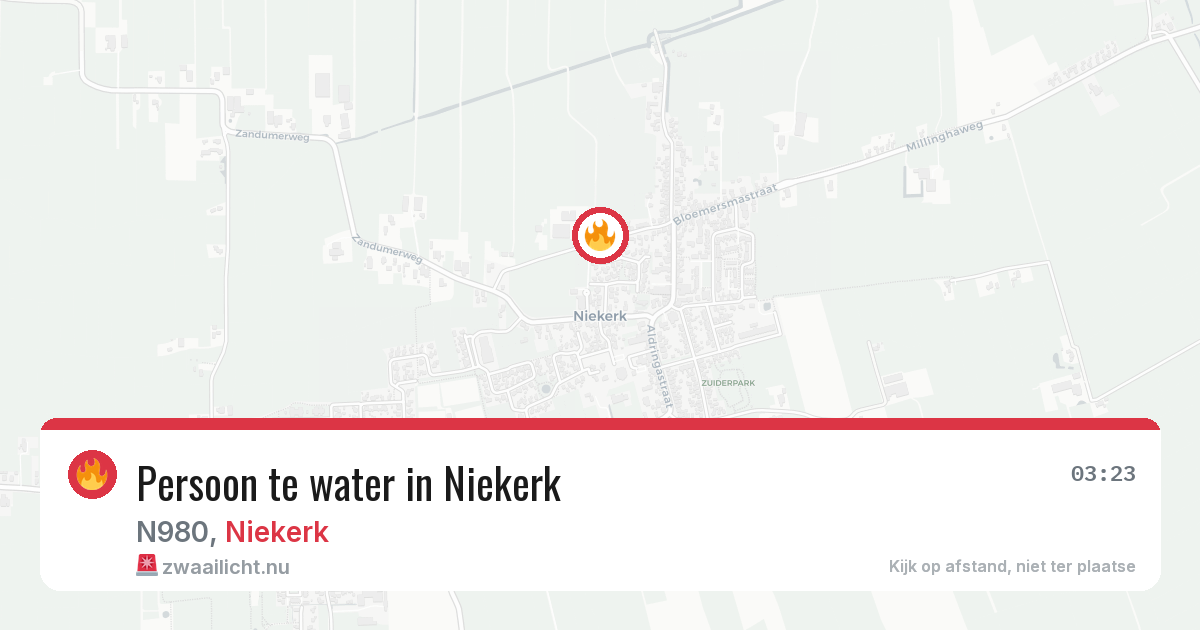 Persoon te water in Niekerk — 22 mrt 2026