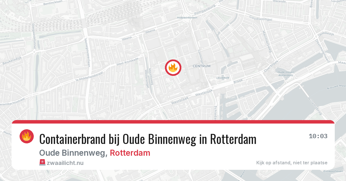 Containerbrand bij Oude Binnenweg in Rotterdam — 20 jul 2026