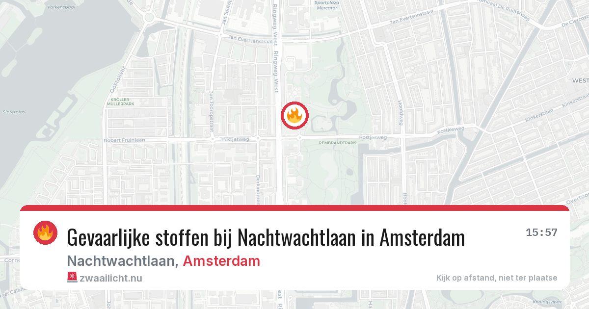 Gevaarlijke stoffen bij Nachtwachtlaan in Amsterdam — 20 jul 2026
