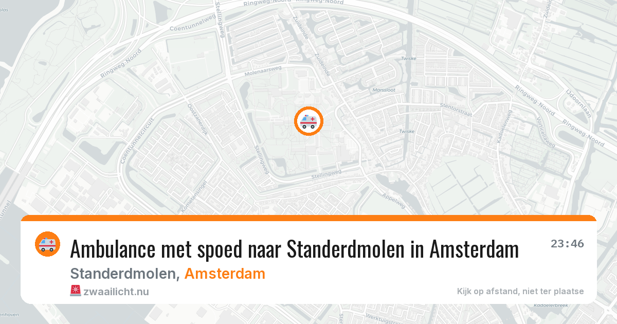 Ambulance met spoed naar Standerdmolen in Amsterdam — 15 jul 2026