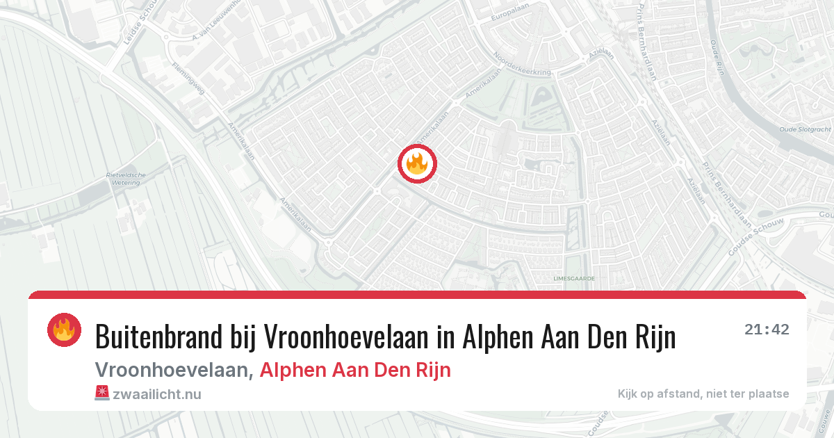 Buitenbrand bij Vroonhoevelaan in Alphen Aan Den Rijn — 22 mrt 2026