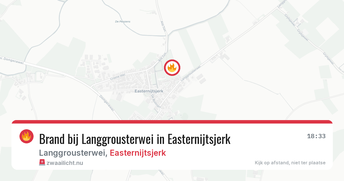 Brand bij Langgrousterwei in Easternijtsjerk — 8 mei 2026