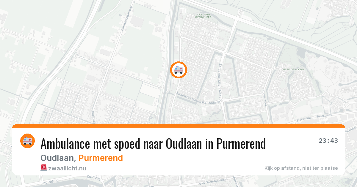 Ambulance met spoed naar Oudlaan in Purmerend — 25 jul 2026
