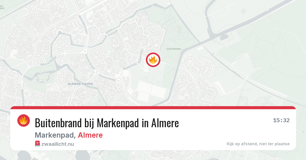 Buitenbrand bij Markenpad in Almere — 15 jul 2026