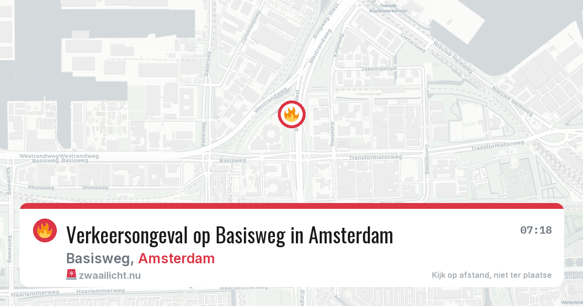 Verkeersongeval op Basisweg in Amsterdam — 21 jul 2026